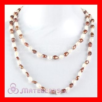 120cm brown and white Freshwater Pearl Long Necklace