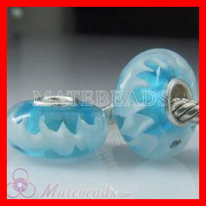european Murano Blue zig zag design glass beads