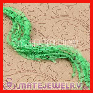 Green Striped Ostrich Plumes Trim Feather Hair Extensions