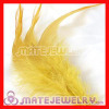 Short Natural Yellow Grizzly Rooster Feather Hair Extensions