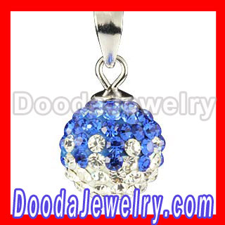 10mm Blue-White Sterling Silver Czech Crystal Pendant for sale