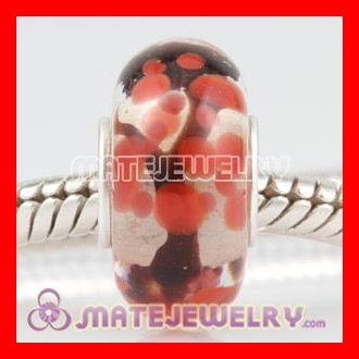 european Red tree glass beads in silver single core