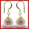 10mm Pink Czech Crystal Chandelier Ball Gold Plated Sterling Silver Hook Earrings