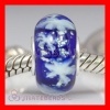 european Style Sterling Silver Core blue Snowflake Glass Beads
