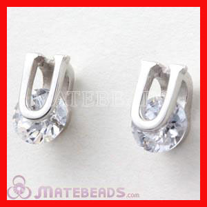 Fashion 925 Sterling Silver CZ Letter U Stud Earrings