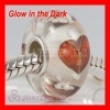 european Lampwork Glass Painted Zip Heart Fluorescent Bead