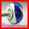 european Lampwork silver foil dark blue beads
