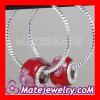 Fashion european Dia 30mm Red Flower Glass bead Style Silver Earring