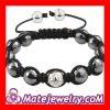 Shamballa Faceted Hematite Macrame Bracelet With Sterling Silver Logo Beads