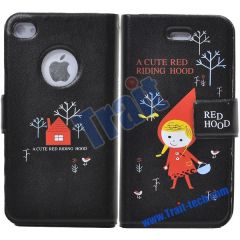 Cute Red Riding Hood Leather Case for iPhone4--Black