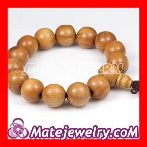 Shamballa 15mm Peach Wooden Beads Tibetan Buddhist Prayer Bracelet Wrist Mala