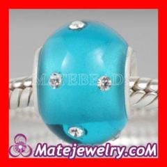 european Silver Polished Glass blue Bead with swarovski crystal wholesale