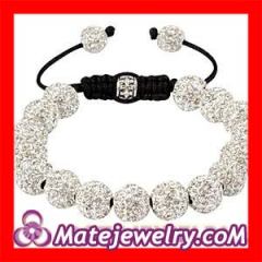 Nialaya Fashion Shamballa Style White Disco Ball Bead Alloy Crystal Bracelets