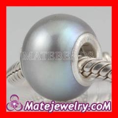 Nature Metallic Grey Freshwater Pearl Beads in 925 Silver Core with 925 Stamped