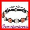 Nialaya Shamballa Style White&Red Disco Crystal Bracelets Wholesale