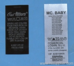 garment accessories;printed label