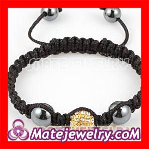 2012 Shamballa Inspired Friendship String Macrame Bracelets with Golden Beads clear Crystal and Hematite