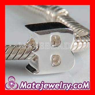 european 925 Sterling Silver Charm Letter B Design