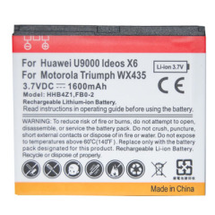 Battery for Huawei U9000 Ideos C6 / for Motorola Triumph WX435 with 3.7v 1600mAh
