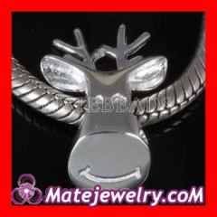 european Largehole Jewelry Sterling Silver Holiday Rudolf Charm Beads