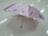 3 fold outside folding satin femal/lady manual open sun umbrella with case