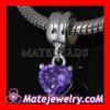 european 925 Sterling Silver Jewelry Charms Dangle Purple Heart Stone