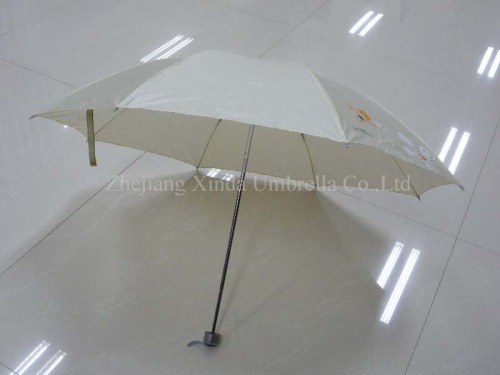 3 fold maunal open outside folding solid color polyester/pearl femal/lady sun umbrella