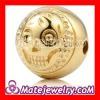 Shamballa 10×11mm 18K Gold plated Sterling Silver Skull Head Ball Beads