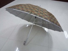 16k auto open large silver coated fibre glass ribs straight/stick golf umbrella