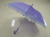 8k straight/stick polyester(pearl) femal/lady auto open sun umbrella with lace