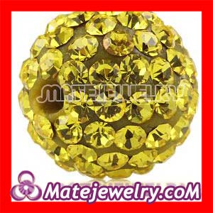12mm Shamballa Pave Yellow Czech Crystal Beads