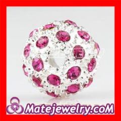12mm Shamballa Style Pave pink Crystal Alloy Ball Beads