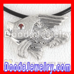 Inlay GemstoneThai Sterling Silver Fish Pendant Wholesale