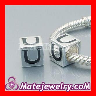 925 Silver european Style Alphabet U Charm Jewelry Beads