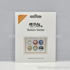 Pretty Fashionable Cartoon Button Sticker For Iphone 4 4S XTone Animation