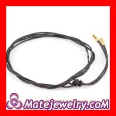 european Black Poly Cord Bracelet with Gold Plated Silver Ends