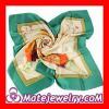 Floral Large Green Square Silk Scarves for Women 105×105cm Hand Painted Silk Scarf