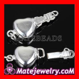 Small 8X8mm Heart Sterling Silver Pearl european Fishhook Clasp