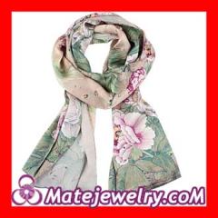 Peony Silk Scarves 170×50cm Long Oblong Silk Scarves Wholesale