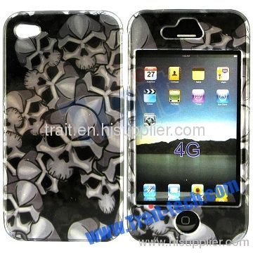 Skull Heads Front and Back hard Case for iPhone 4