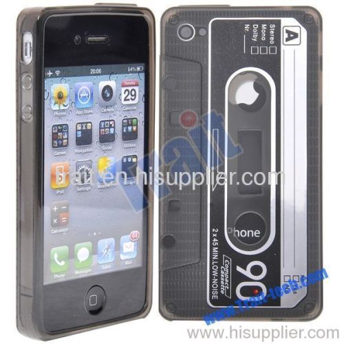 Classic Transparent Cassette Tape TPU Case Cover for iPhone 4