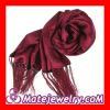 Long Oblong Fringed Rose Red Silk Scarves 170×50cm Silk Scarf Painting Wholesale