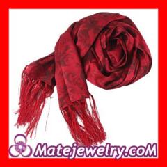Long Oblong Fringed Red Silk Scarves 170×50cm Silk Scarf Painting Wholesale