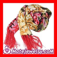 Long Oblong Fringed Colorful Flowers Silk Scarves 170×50cm Silk Scarf Painting Wholesale