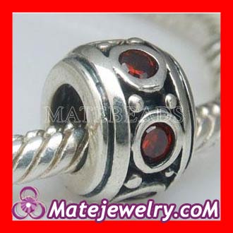 european S925 Sterling Silver Beads with Red Stone