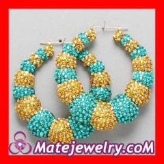 Cheap Celeb Inspired Gold Teal Bamboo Earrings Wholesale