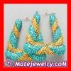 Celeb Inspired Gold Topaz Teal Bamboo Earrings Wholesale