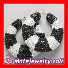 Celeb Inspired Black white Bamboo Earrings with rhinestones Wholesale