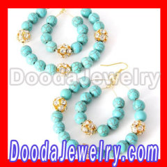 Gold Turquoise Bead Rhinestone Basketball Wives Earrings Cheap