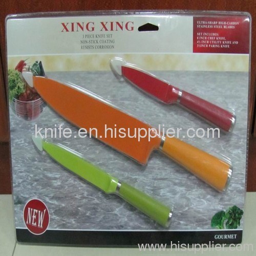 kitchen knife set with plastic cover